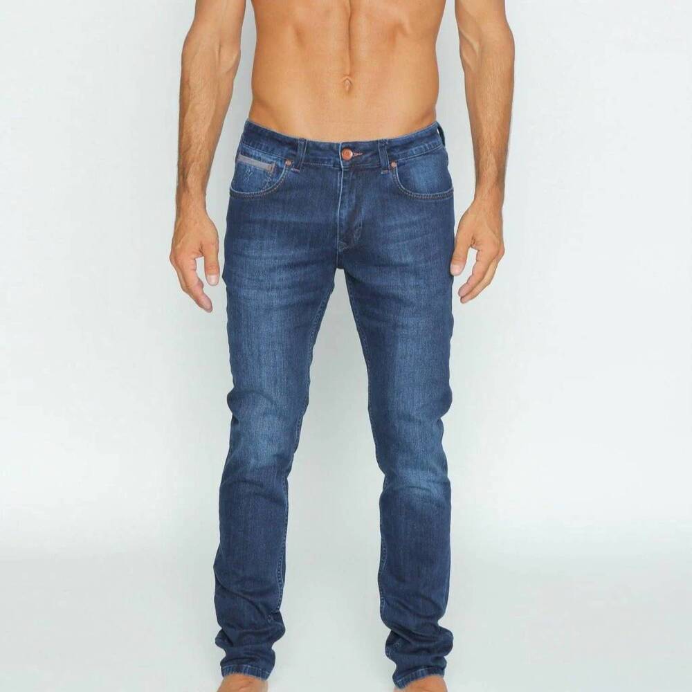 NEW EIGHT X men's stretch denim jeans with fade in navy